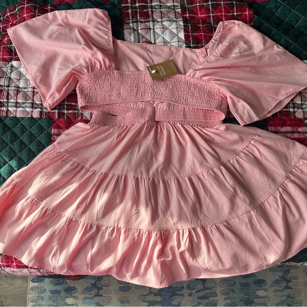 Plus sized junior/teen Pink Ruffled 2 piece dress
